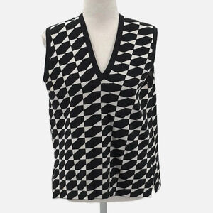 Derek Lam New York V Neck Geometric Print Italian Yarn Sweater Vest - Medium